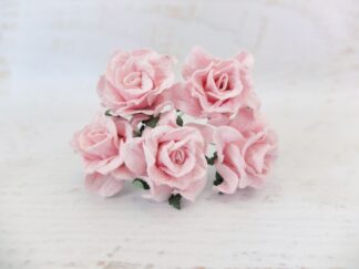 30mm paper gardenia buds, 25 pcs, 3 cm paper flowers with wire stems