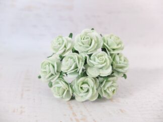 20mm paper roses, 50 pc paper flowers, 2 cm paper roses with wire stems