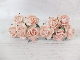 50 pcs, 1" paper peonies with wire stems, 2.5 cm paper flowers, 25mm