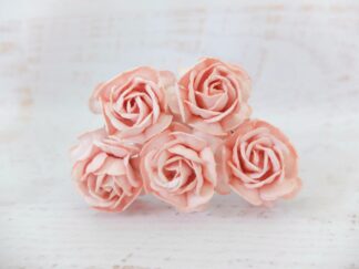 35mm paper roses, 25 pcs 3.5 cm paper roses with wire stems (embossed petals)