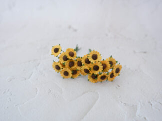 100 pcs 1 cm paper sunflowers, 10mm paper flowers wire stems, perfect for DIY crafts, wedding, floral arrangements, headbands, art toys and plush dolls