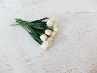 Mini paper tulips with mini leaves, paper flowers