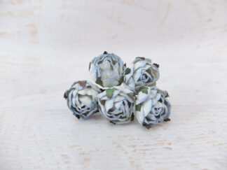 30mm paper ranunculus, 25 pcs 3 cm paper flowers with wire stems