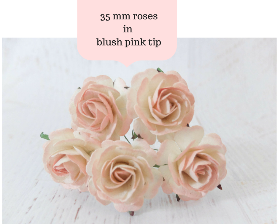 35 mm paper roses blush mulberry paper flowers in bulk wholesale