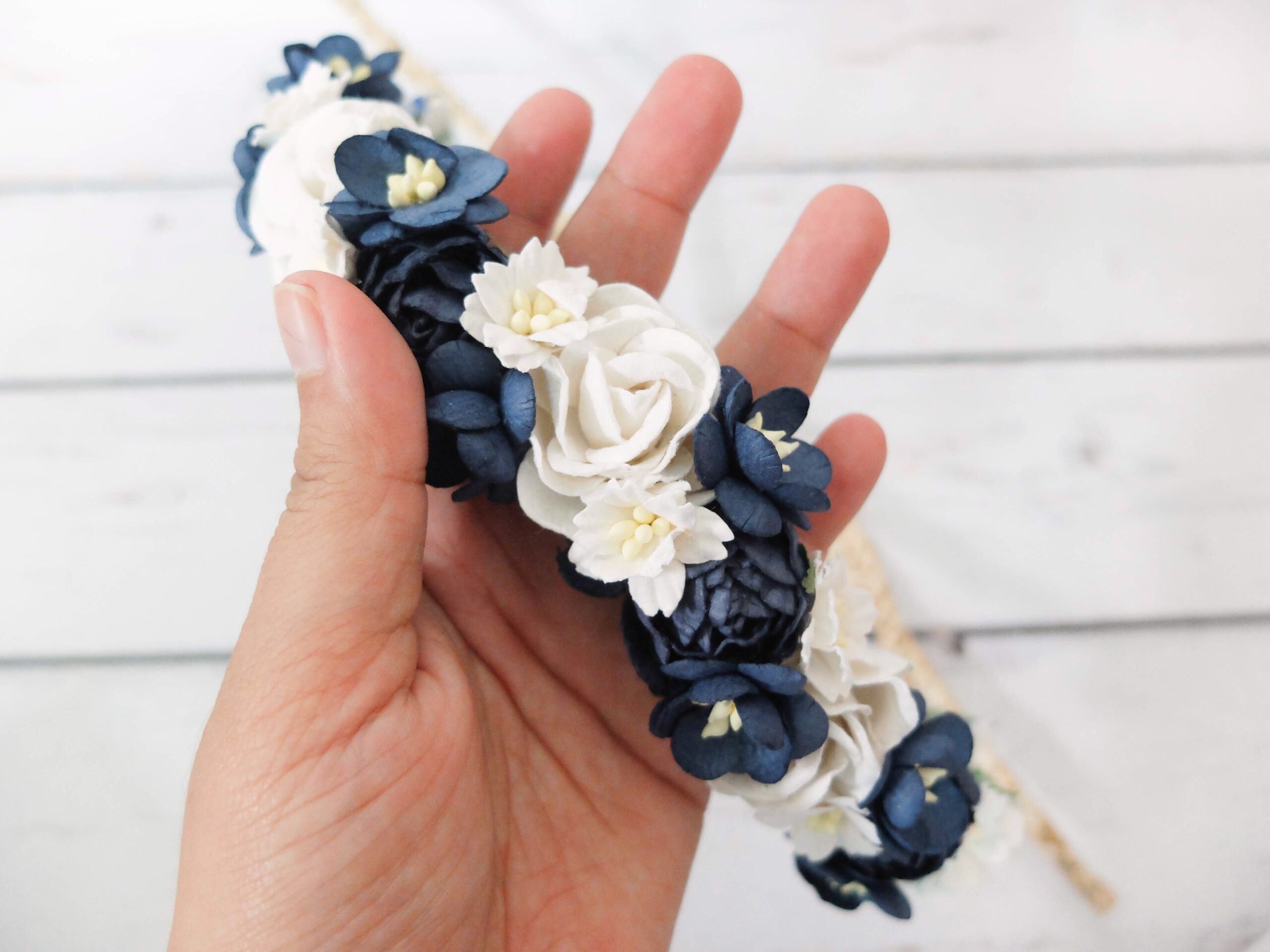 navy blue flower crown