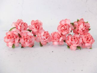 Paper peonies, 50 pcs, 3 cm paper flowers with wire stems
