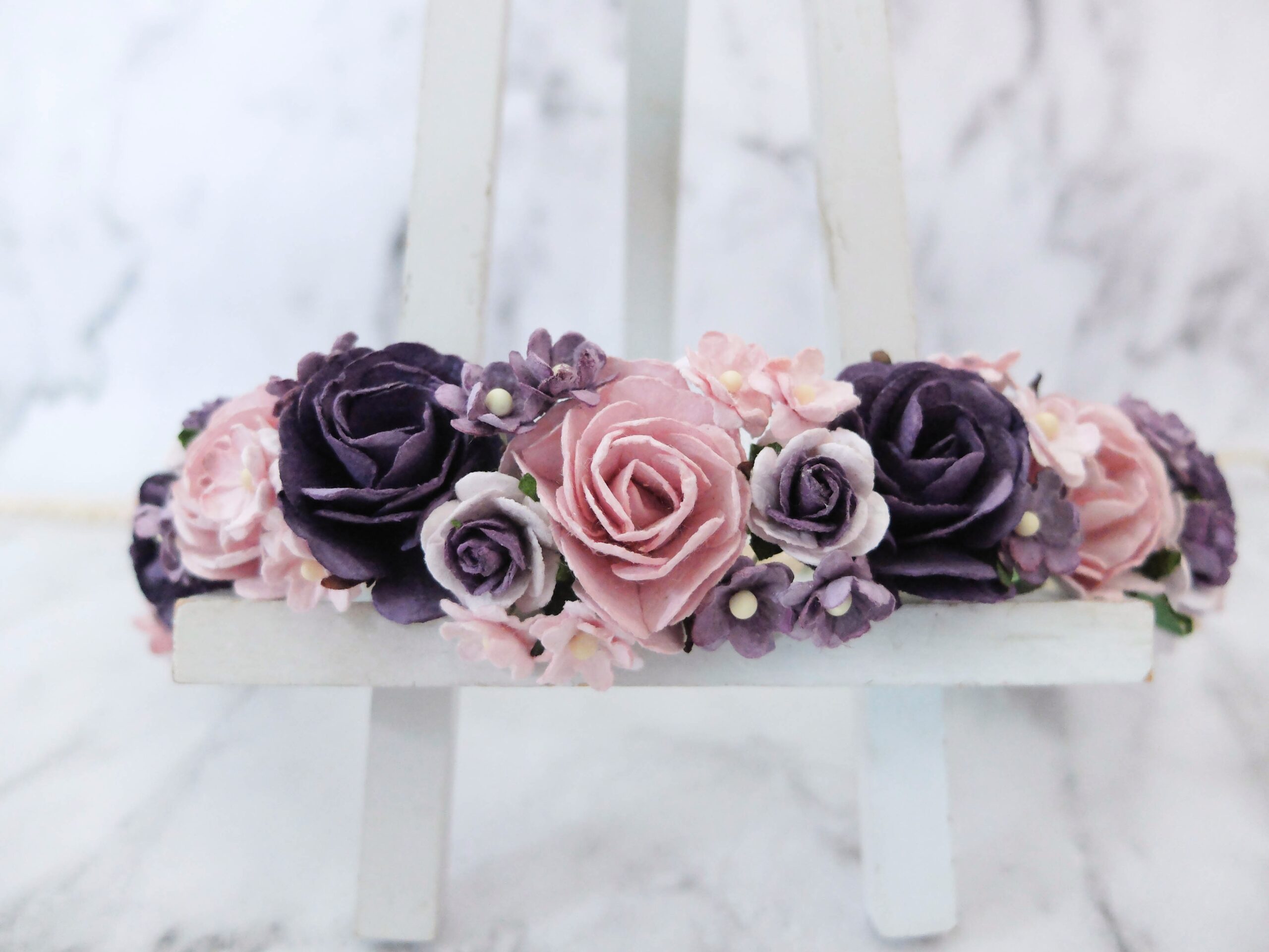 Dark purple light mauve flower crown - wedding - girl hair