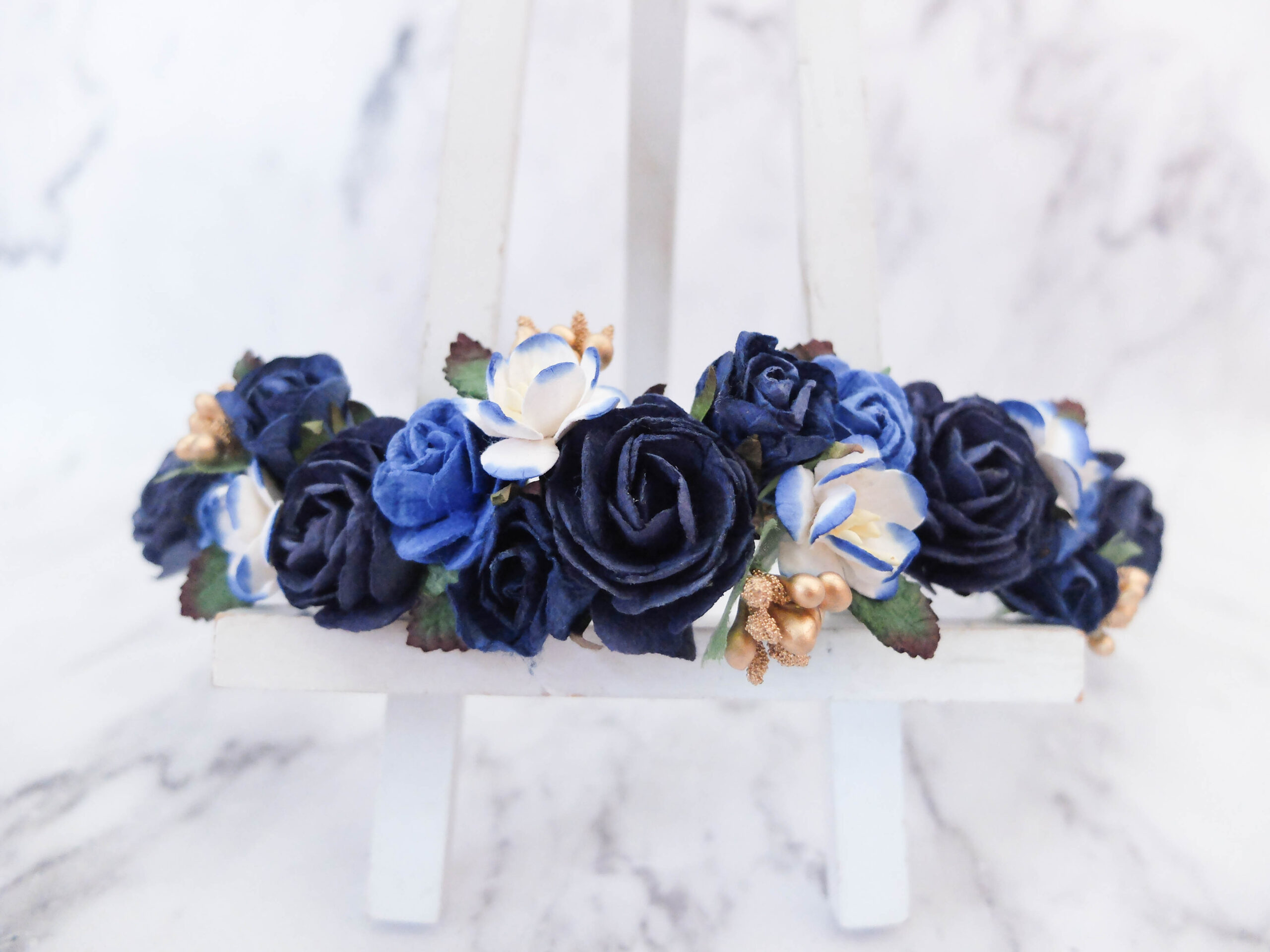Blue Floral Hair Crown - wide 7