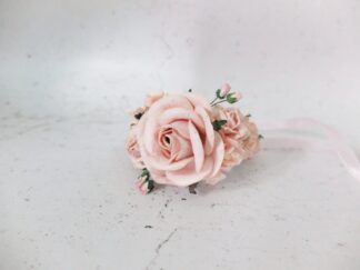 Wedding flower wrist corsage - blush pink bridal floral bracelet bridemaids flower girls