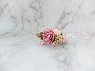 Dusty gold ivory blush bridal floral bracelet bridesmaids flower girls mother of the bride groom