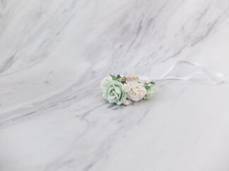 Mint green bridal floral bracelet bridesmaids flower girls mother of the bride groom