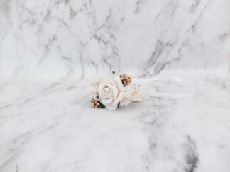 White gold flower wrist corsage floral bracelet bridesmaids flower girls mother of the bride groom