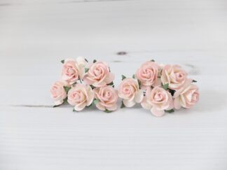 1 inch paper roses with wire stems, 25mm flowers with wire stems, 2.5 cm