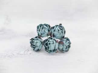 30mm paper ranunculus, 25 pcs 3 cm paper flowers with wire stems (11 colors)