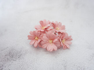 40 mm paper gerbera (daisies), 25 pcs 4 cm flat paper flowers with wire stems