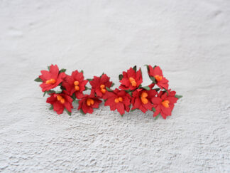 3 cm paper red poinsettias with wire stem, 30mm paper Christmas rose