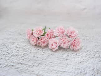 50 pcs, 25mm paper carnation, 1 inch paper flowers with wire stems